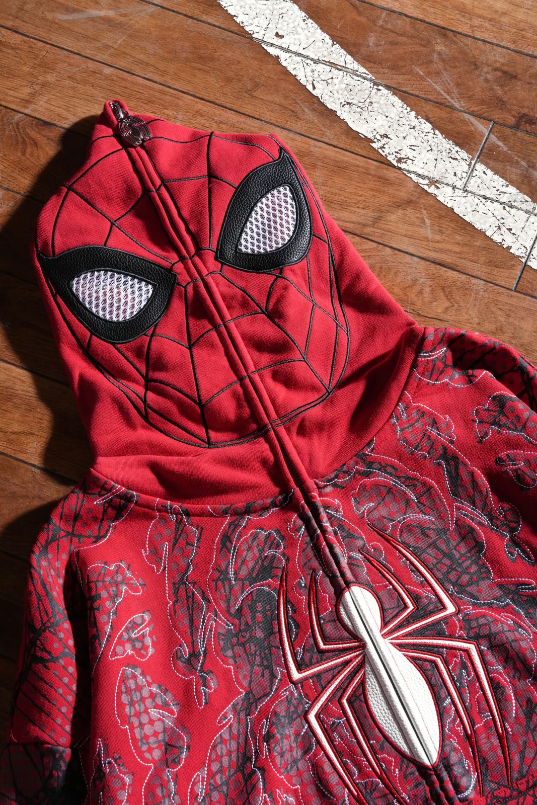 Spider-Man Web Rose Full Zip Up Hoodie in Equestrian