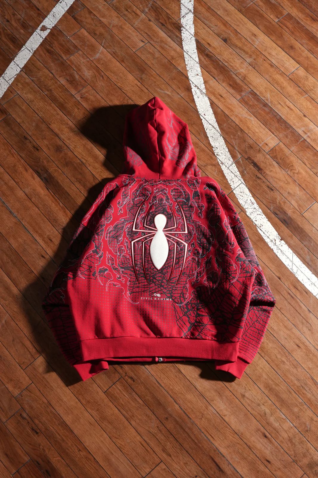 Spider-Man Web Rose Full Zip Up Hoodie in Equestrian