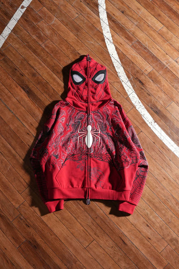 Spider-Man Web Rose Full Zip Up Hoodie in Equestrian