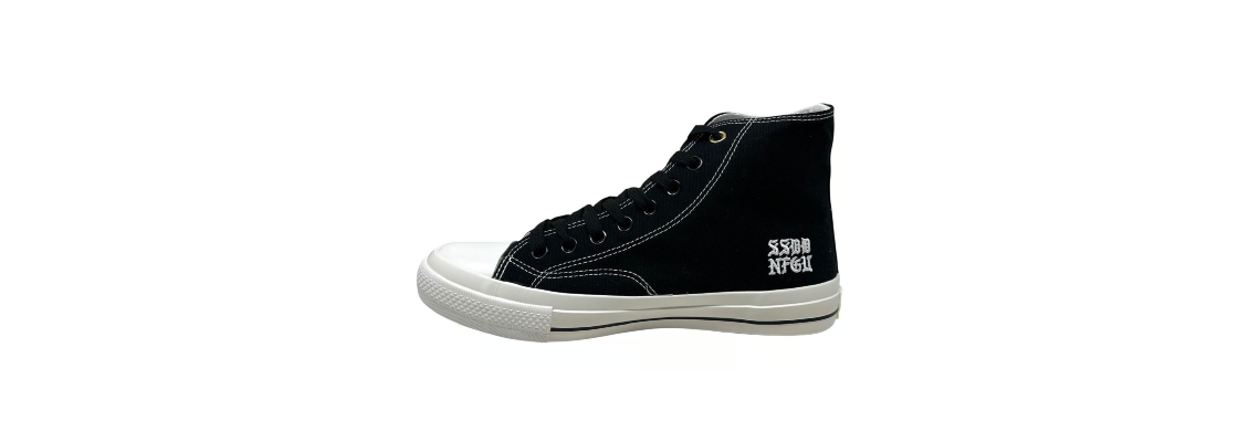 Darc Sport High Top Shoes Embroidered Wolves Forever NFGU Sneakers Black/White